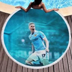 Classic Football Player Kevin De Bruyne Round Beach Towel 1