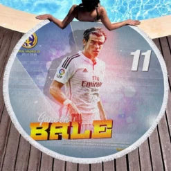 Classic Welsh Football player Gareth Bale Round Beach Towel 1