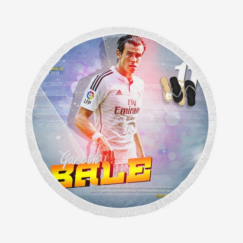 Classic Welsh Football player Gareth Bale Round Beach Towel