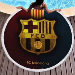 Clever Spanish Football Club FC Barcelona Round Beach Towel 1