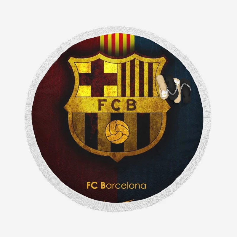 Clever Spanish Football Club FC Barcelona Round Beach Towel