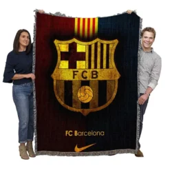 Clever Spanish Football Club FC Barcelona Woven Blanket
