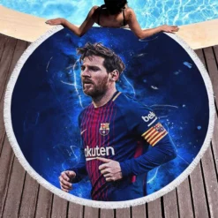 Clever Sports Player Lionel Messi Round Beach Towel 1