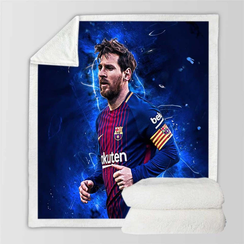 Clever Sports Player Lionel Messi Sherpa Fleece Blanket