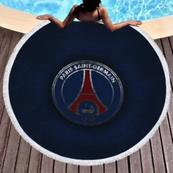 Club World Cup Soccer Club PSG Logo Round Beach Towel 1