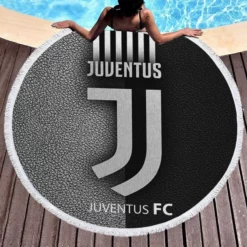 Club World Cup Soccer Team Juventus Logo Round Beach Towel 1