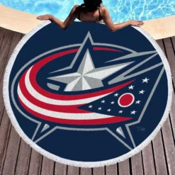 Columbus Blue Jackets Professional Ice Hockey Team Round Beach Towel 1