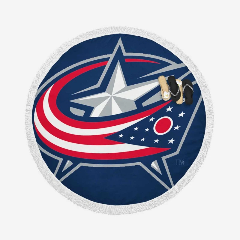 Columbus Blue Jackets Professional Ice Hockey Team Round Beach Towel