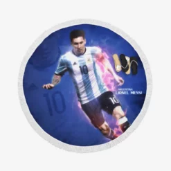 Committed sports Player Lionel Messi Round Beach Towel