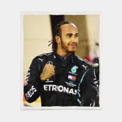 Competing in Formula One for Mercedes Lewis Hamilton Sherpa Fleece Blanket 1