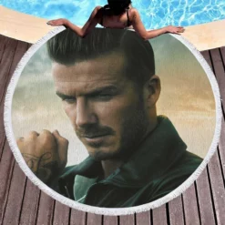 Competitive English Player David Beckham Round Beach Towel 1