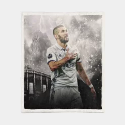 Competitive Football Player Karim Benzema Sherpa Fleece Blanket 1