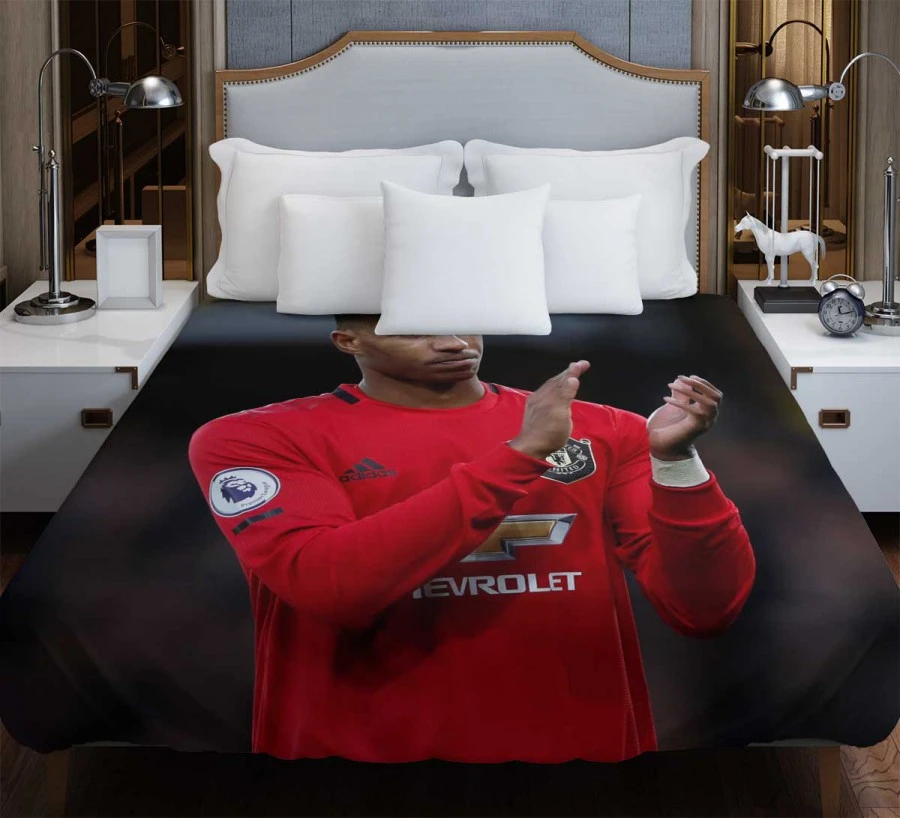 Competitive Football Player Marcus Rashford Duvet Cover