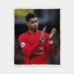 Competitive Football Player Marcus Rashford Sherpa Fleece Blanket 1