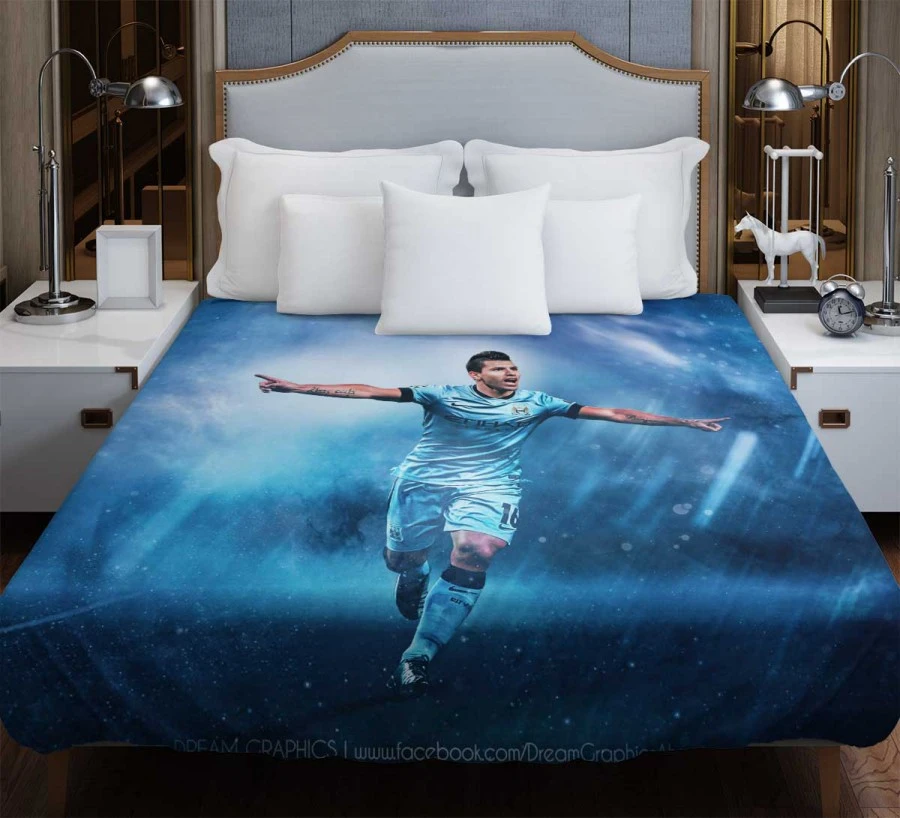 Competitive Football Player Sergio Aguero Duvet Cover