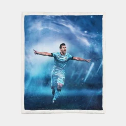 Competitive Football Player Sergio Aguero Sherpa Fleece Blanket 1