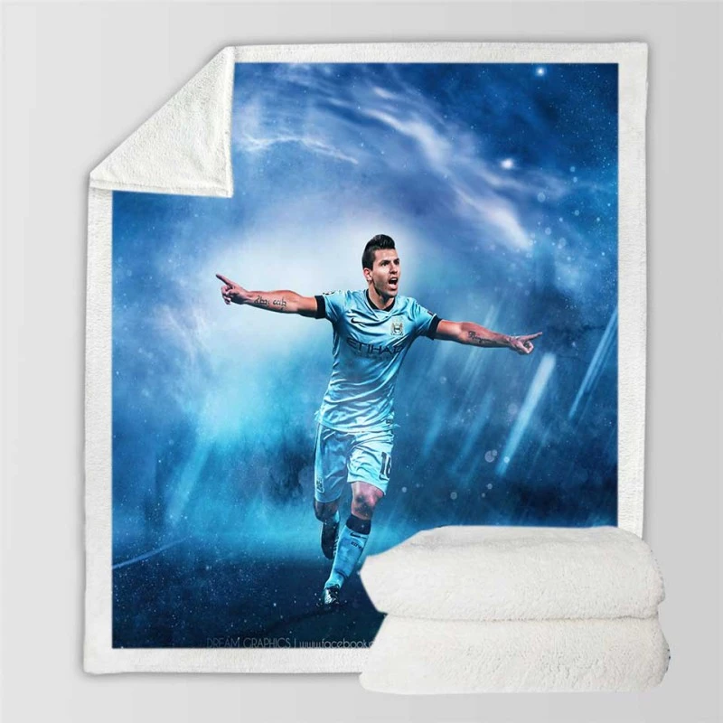 Competitive Football Player Sergio Aguero Sherpa Fleece Blanket