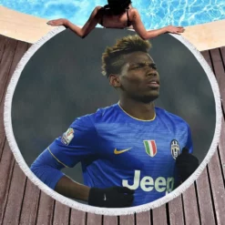 Competitive Juve Football Player Paul Pogba Round Beach Towel 1