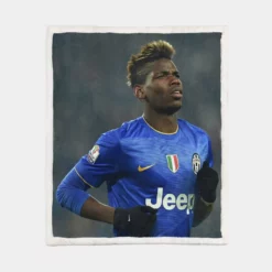 Competitive Juve Football Player Paul Pogba Sherpa Fleece Blanket 1