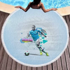 Competitive Man City Footballer Raheem Sterling Round Beach Towel 1