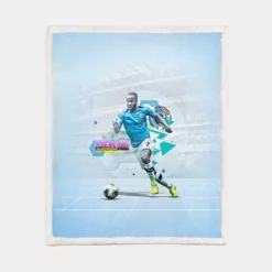 Competitive Man City Footballer Raheem Sterling Sherpa Fleece Blanket 1