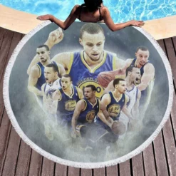 Competitive NBA Basketball Stephen Curry Round Beach Towel 1