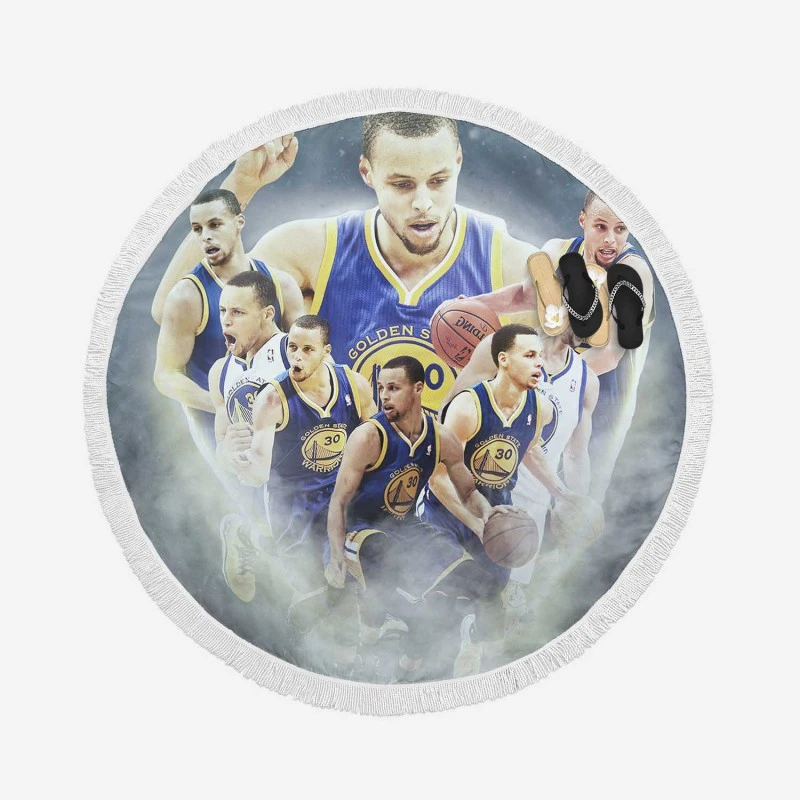 Competitive NBA Basketball Stephen Curry Round Beach Towel