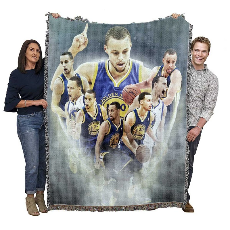 Competitive NBA Basketball Stephen Curry Woven Blanket