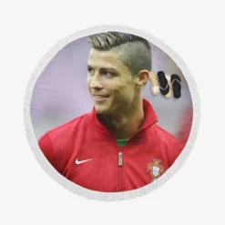 Competitive Soccer Player Cristiano Ronaldo Round Beach Towel