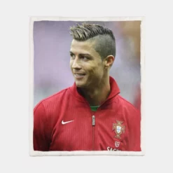 Competitive Soccer Player Cristiano Ronaldo Sherpa Fleece Blanket 1