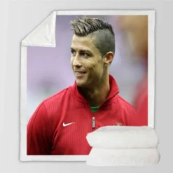 Competitive Soccer Player Cristiano Ronaldo Sherpa Fleece Blanket