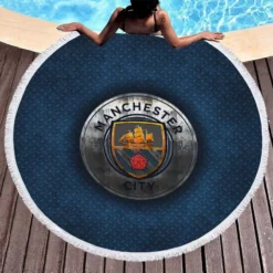 Competitive Soccer Team Manchester City Logo Round Beach Towel 1