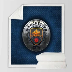 Competitive Soccer Team Manchester City Logo Sherpa Fleece Blanket