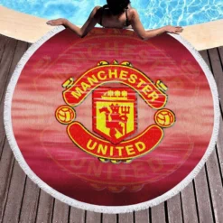 Competitive Soccer Team Manchester United FC Round Beach Towel 1