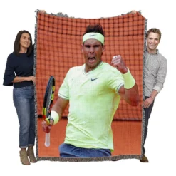 Competitive Tennis Player Rafael Nadal Woven Blanket