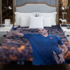 Competitive Tennis Player Roger Federer Duvet Cover