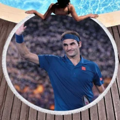 Competitive Tennis Player Roger Federer Round Beach Towel 1