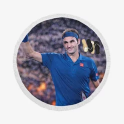 Competitive Tennis Player Roger Federer Round Beach Towel