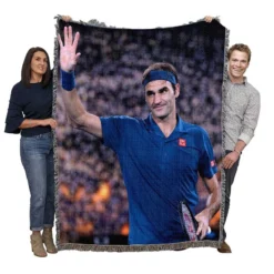 Competitive Tennis Player Roger Federer Woven Blanket