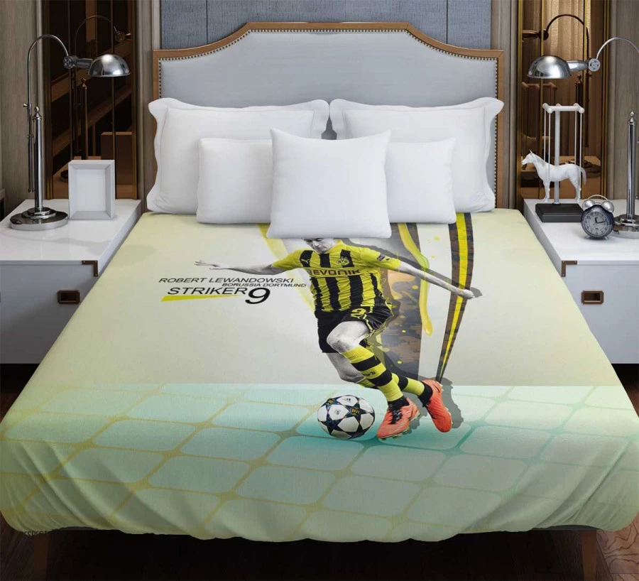 Confident BVB Soccer Player Lewandowski Duvet Cover