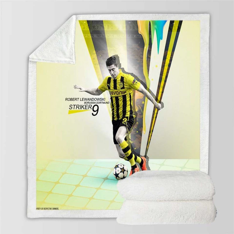 Confident BVB Soccer Player Lewandowski Sherpa Fleece Blanket