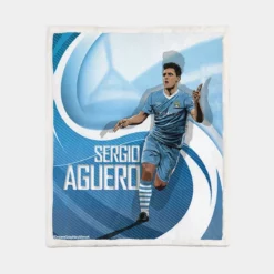 Confident Man City Soccer Player Sergio Aguero Sherpa Fleece Blanket 1