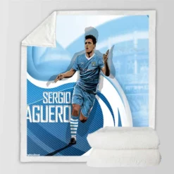 Confident Man City Soccer Player Sergio Aguero Sherpa Fleece Blanket