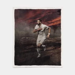 Confident Soccer Player Karim Benzema Sherpa Fleece Blanket 1