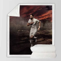 Confident Soccer Player Karim Benzema Sherpa Fleece Blanket
