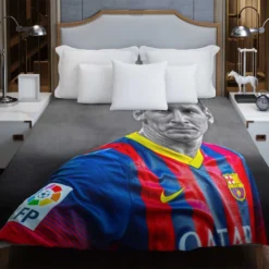 Confident Soccer Player Lionel Messi Duvet Cover