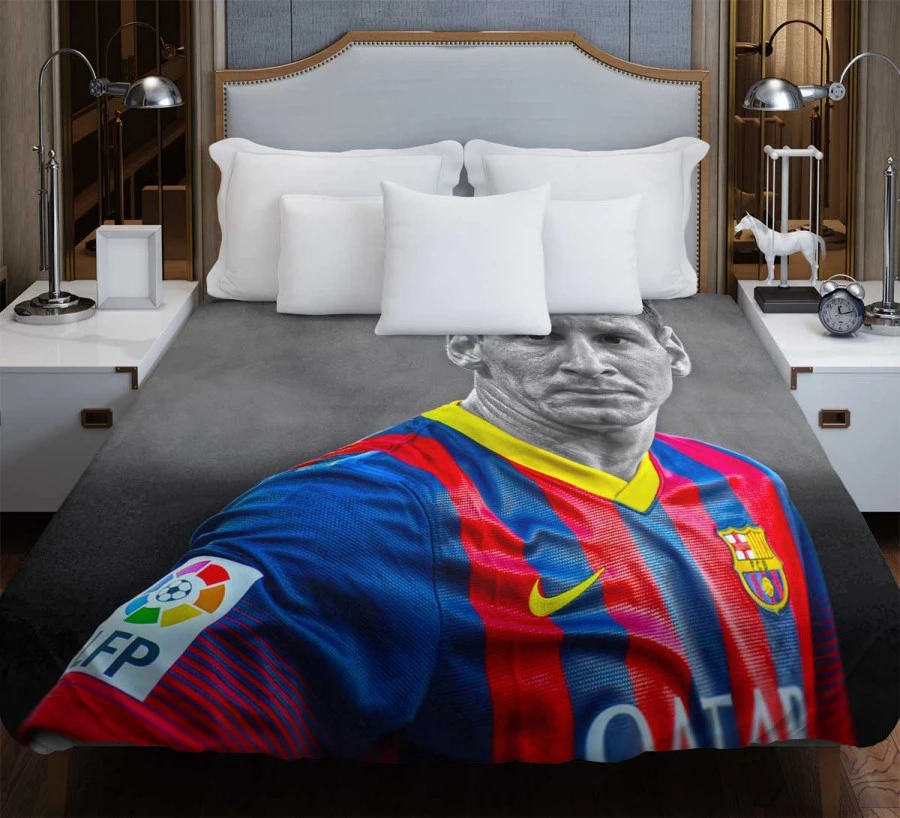 Confident Soccer Player Lionel Messi Duvet Cover