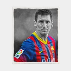 Confident Soccer Player Lionel Messi Sherpa Fleece Blanket 1