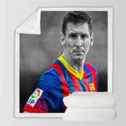 Confident Soccer Player Lionel Messi Sherpa Fleece Blanket