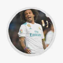 Confident Soccer Player Marcelo Vieira Round Beach Towel